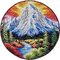 Algopix Similar Product 5 - Mountains  Tree Round Latch Hook Rug