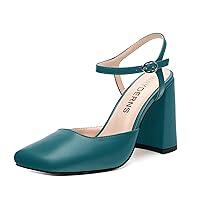 Algopix Similar Product 9 - WAYDERNS Teal Slingback Heels for Women