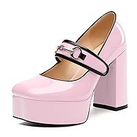 Algopix Similar Product 2 - MERRORI Pink Mary Jane Shoes for Women