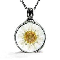 Algopix Similar Product 7 - Daisy Necklace for Women  Real Pressed