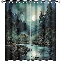 Algopix Similar Product 12 - Watercolor Woodland Night Landscape