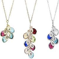 Algopix Similar Product 15 - Family Birthstone Necklace Initials