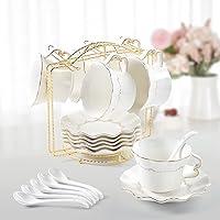 Algopix Similar Product 4 - DUJUST Tea Cups and Saucers with Golden