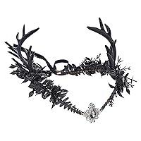 Algopix Similar Product 8 - MOSTORY Black Flower Antler Crown 