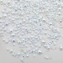 Flatback Pearls for Crafts, 50g Mix Blue Pink White Half Pearls for Crafts,  Mixed Size 3/4/5/6/8/10mm Flatback Half Round Pearls for Craft Tumbler