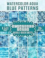 Algopix Similar Product 11 - Watercolor Aqua Blue Patterns Scrapbook