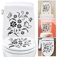 Algopix Similar Product 11 - PLIGREAT 2 Pcs Black Flowers Toilet