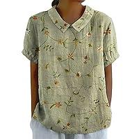 Algopix Similar Product 3 - 2024 Summer Linen Shirts for Women