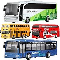 Algopix Similar Product 20 - GEYIIE Bus Toys Set Of 4 Kids DieCast