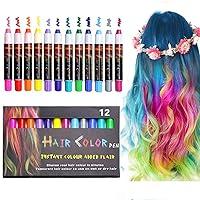 Algopix Similar Product 17 - EZCO 12 Color Temporary Hair Chalk Pens