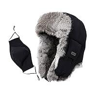 Algopix Similar Product 13 - Unisex 100 Rabbit Fur Trapper Ushanka