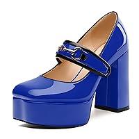 Algopix Similar Product 5 - MERRORI Royal Blue Mary Jane Shoes for