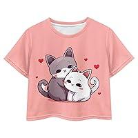 Algopix Similar Product 16 - Pointodoor Girls Cat Shirt Summer Crop
