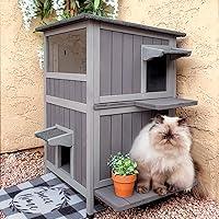  Ciokea Outdoor Cat House Weatherproof,Feral Cat House  Enclosures with Insulated All-Round Foam Wooden Cat Condos for Winter  Outside, PVC Door Flaps : Pet Supplies