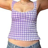 Algopix Similar Product 9 - Women Y2k Gingham Crop Tops Sleeveless