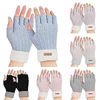 Algopix Similar Product 18 - Half Finger Gloves Winter Knit