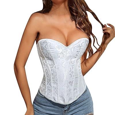 Best Deal for Women Sexy Bustier Corset Top Zipper Eyelet Lace Up Floral