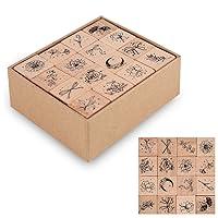 Algopix Similar Product 11 - Plant Wooden Rubber Stamps Set  16 PCS