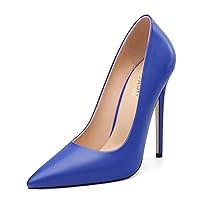 Algopix Similar Product 1 - KUOARN Royal Blue Heels for Women