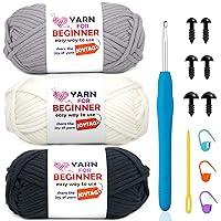 Algopix Similar Product 3 - 3 Pack Beginners Crochet Yarn Black