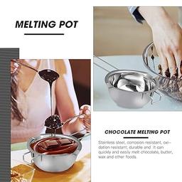 Stainless Steel Double Boiler Pot with Heat Resistant Handle for Melting Chocolate, Butter,Candle and Soap Making, Silver