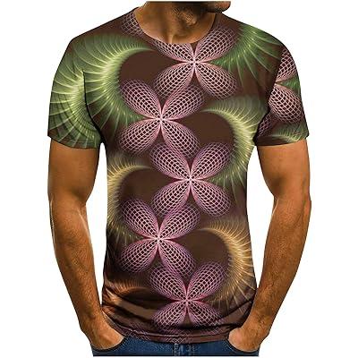 Mens Summer Stylish T Shirts 3D Abstract Print Casual Slim Fit Tee Shirts  Crew Neck Short Sleeve Comfy Undershirts