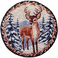 Algopix Similar Product 12 - Deer  Snow Round Latch Hook Rug Kits