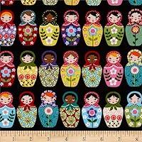 Algopix Similar Product 1 - Kaufman Matryoshka Doll Black Fabric