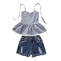 Algopix Similar Product 2 - Toddler Baby Girl Plaid Halter Ruffled