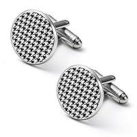 Algopix Similar Product 17 - Black And White Houndstooth Cufflinks
