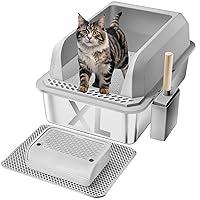 Algopix Similar Product 1 - Furkid Stainless Steel Cat Litter Box