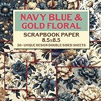 Algopix Similar Product 18 - Navy Blue  Gold Floral Scrapbook