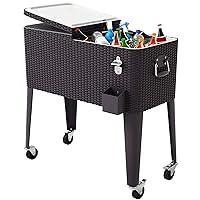 Algopix Similar Product 4 - Giantex 80 Quart Rattan Rolling Cooler