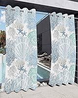 Algopix Similar Product 4 - Blue Ocean Shell Outdoor Curtains for