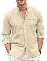 Algopix Similar Product 1 - COOFANDY Mens Cotton Linen Shirt Long