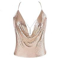 Algopix Similar Product 4 - Gold Sexy Tops for Women Sparkly Deep V