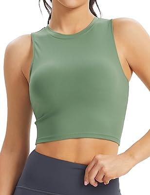 Women Compression Tank Top Stretch Cami Activewear with Sport Bra Running  Shirt