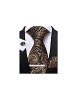 Algopix Similar Product 10 - DiBanGu Mens Gold and Black Tie Silk