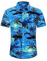 Algopix Similar Product 2 - Mens Hawaiian Shirt Tops Vintage Short