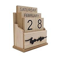Algopix Similar Product 5 - Wooden Desk Perpetual Calendar Vintage