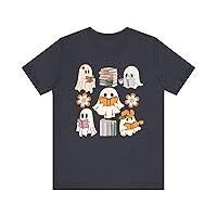 Algopix Similar Product 15 - Halloween Ghost Reading Books Shirt for