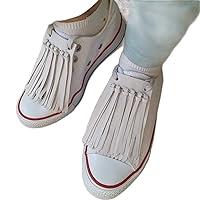 Algopix Similar Product 14 - White Fringe Leather Shoe Clips for