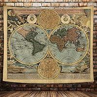 Algopix Similar Product 1 - Vintage World Map Tapestry Antique Old