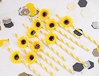 Algopix Similar Product 7 - Sunflower Baby Shower Party Straws