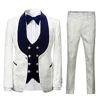 Algopix Similar Product 6 - pbyoulna Mens Paisley Jacquard Tuxedo