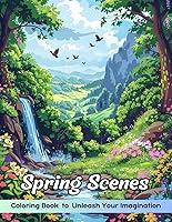 Algopix Similar Product 2 - Spring Scenes Coloring Book Spring