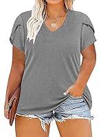 Algopix Similar Product 5 - TAKEYAL Plus Size Tshirt for Women V