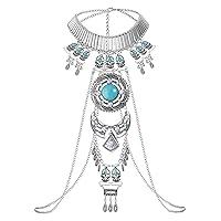 Algopix Similar Product 19 - Boho Statement Turquoise Necklace