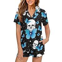 Algopix Similar Product 19 - Suhoaziia Skull Butterfly Womens