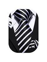 Algopix Similar Product 8 - BarryWang Formal Black Stripe Men Ties